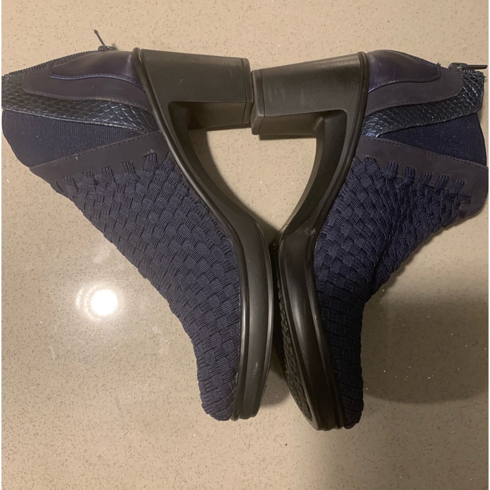 Blue cross stitch  ankle boots